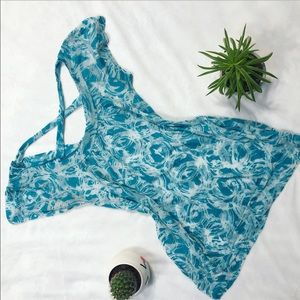 Blue & White Pattern Criss Cross Back Tee